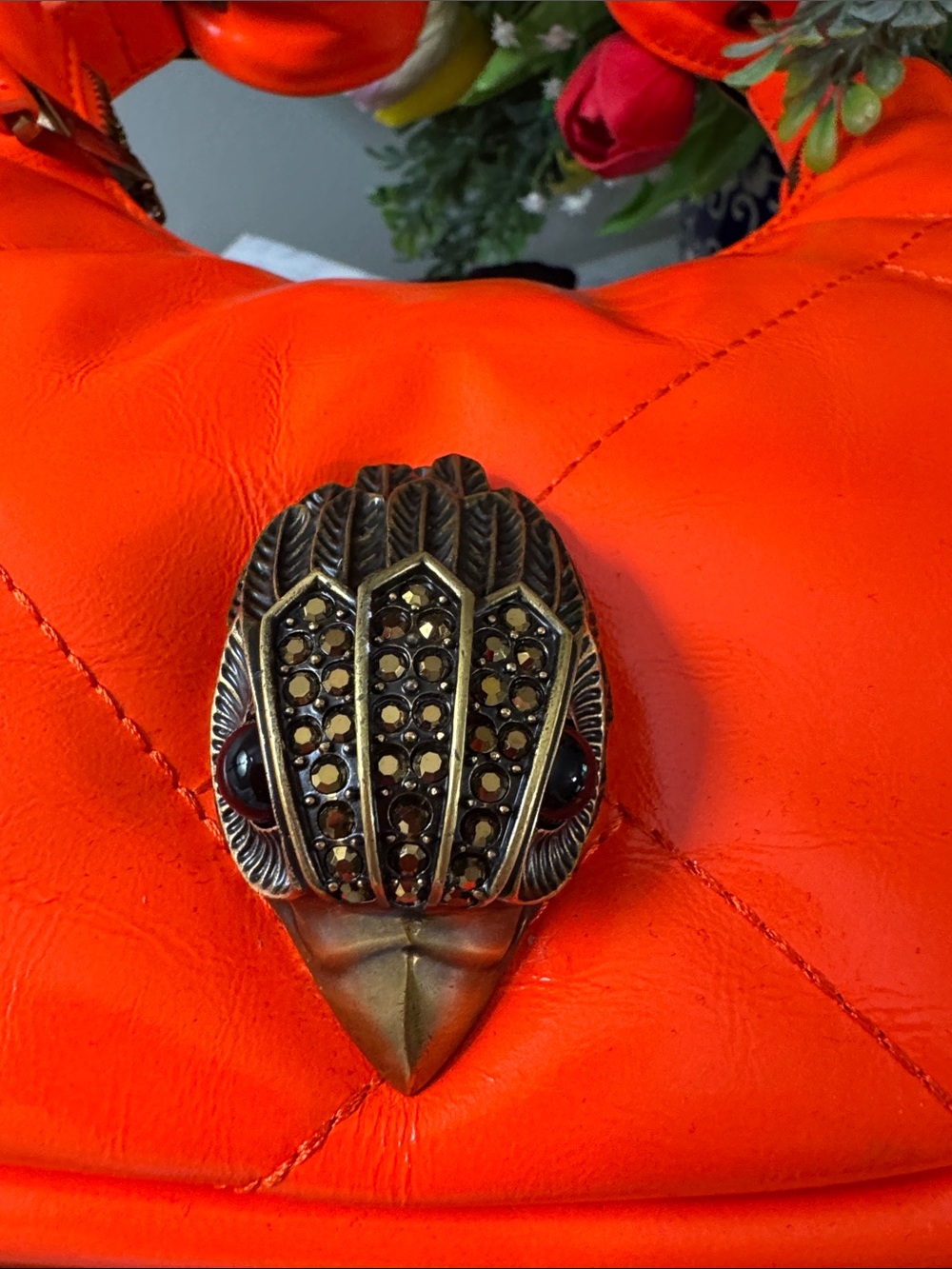 Kurt Geiger Kensington Puff Crescent Shoulder Bag Orange - Picture 3 of 10